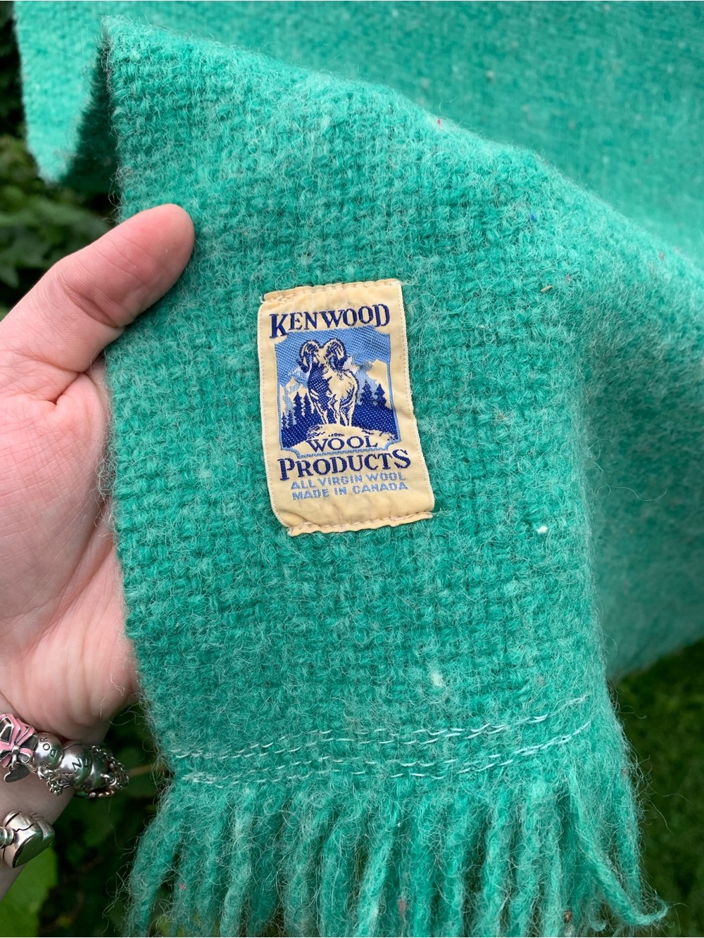 Kenwood Wool Products Emerald Green Wool blanket Vintage